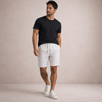 Men's drawstring pinstripe summer shorts