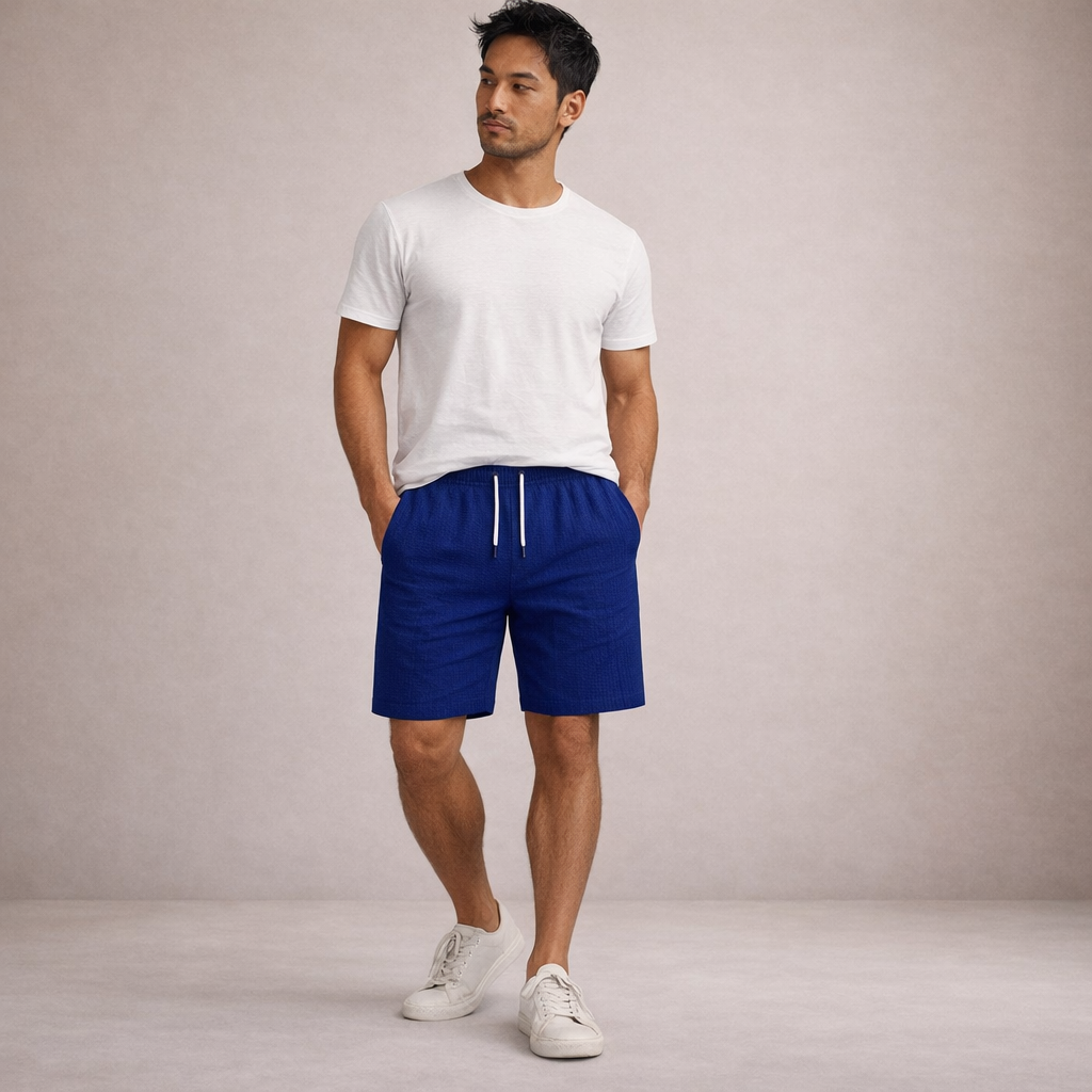 Men's drawstring pinstripe summer shorts