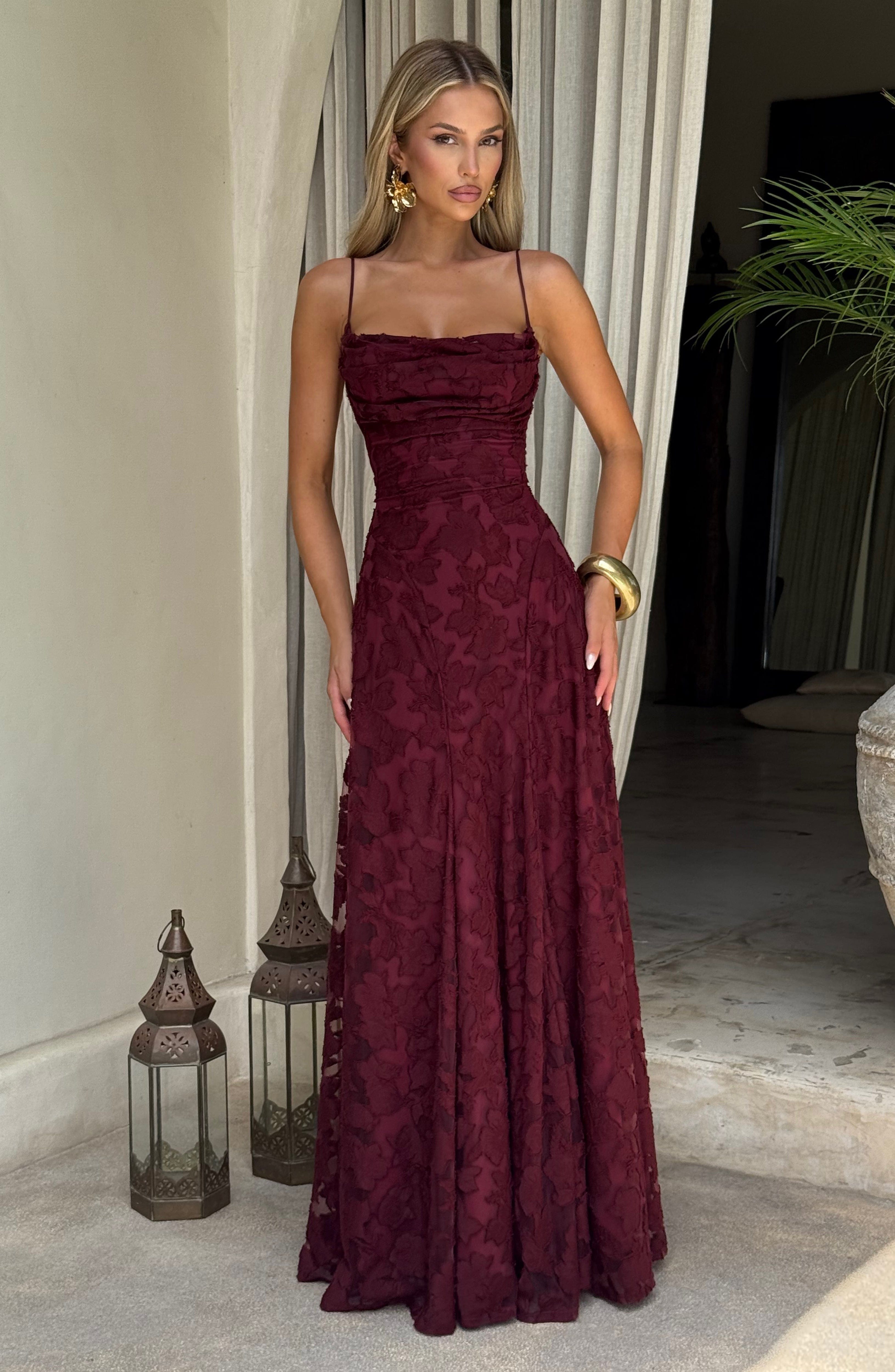 Women's floral maxi wedding guest dress