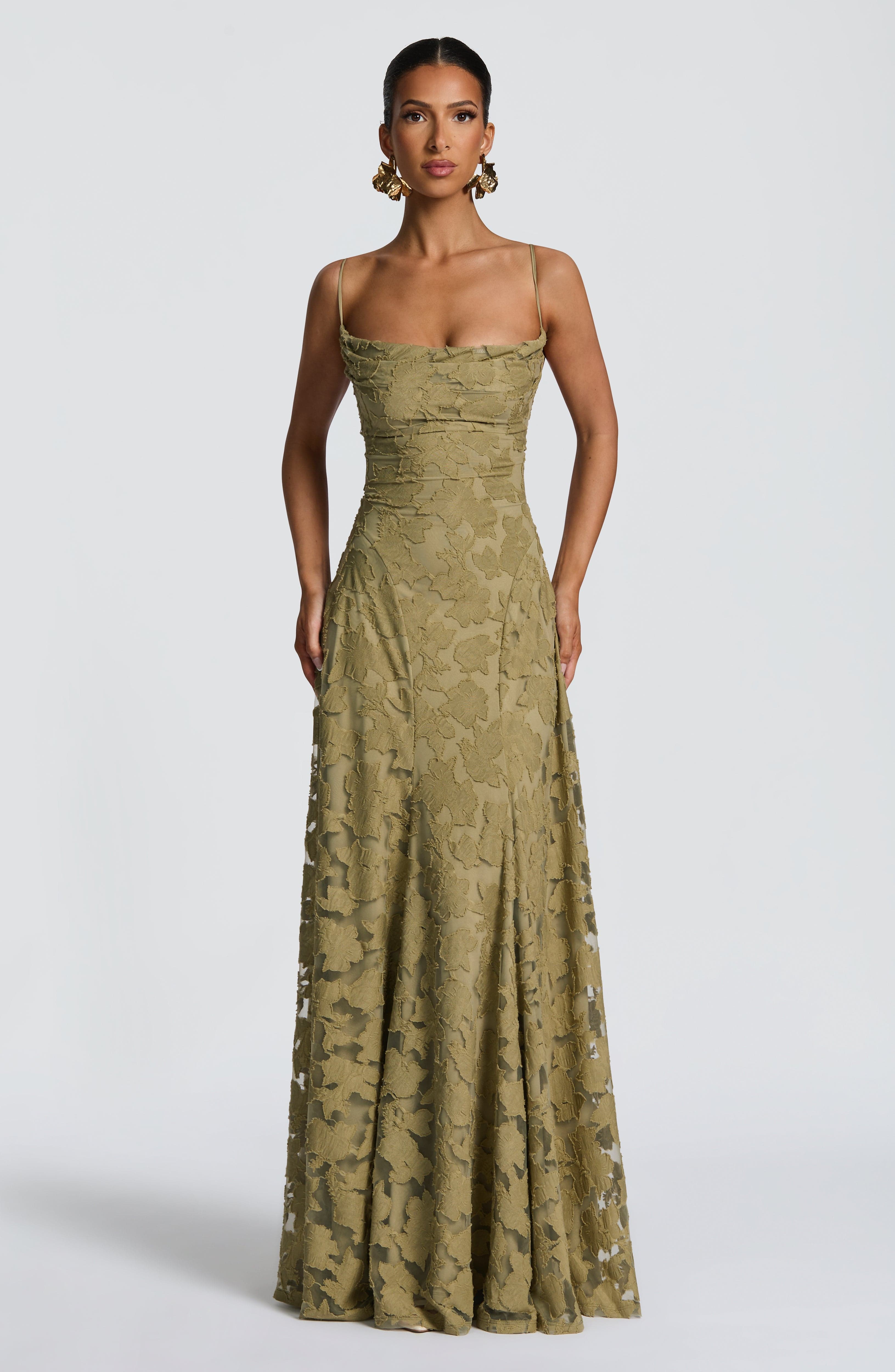 Women's floral maxi wedding guest dress