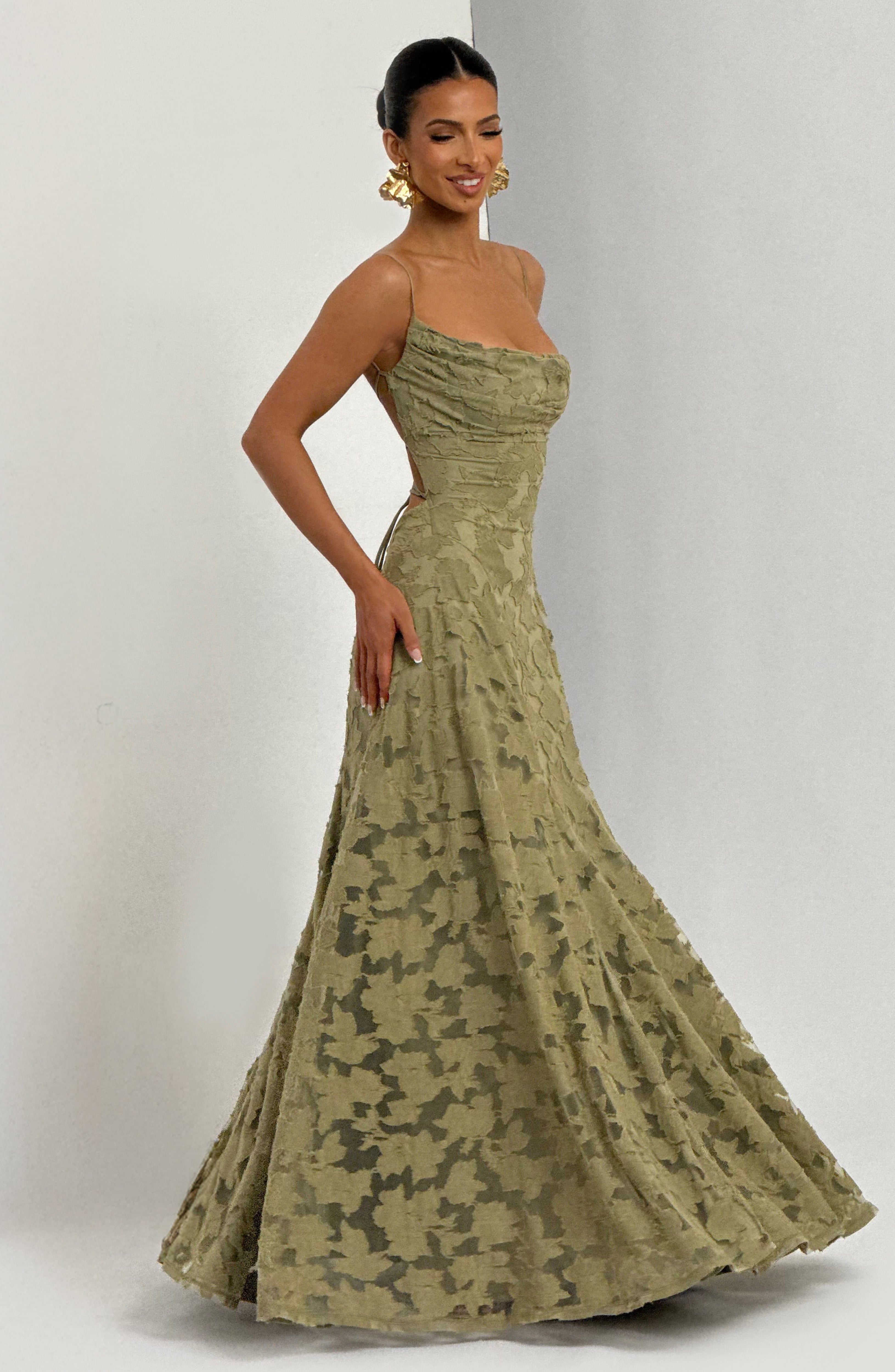Women's floral maxi wedding guest dress