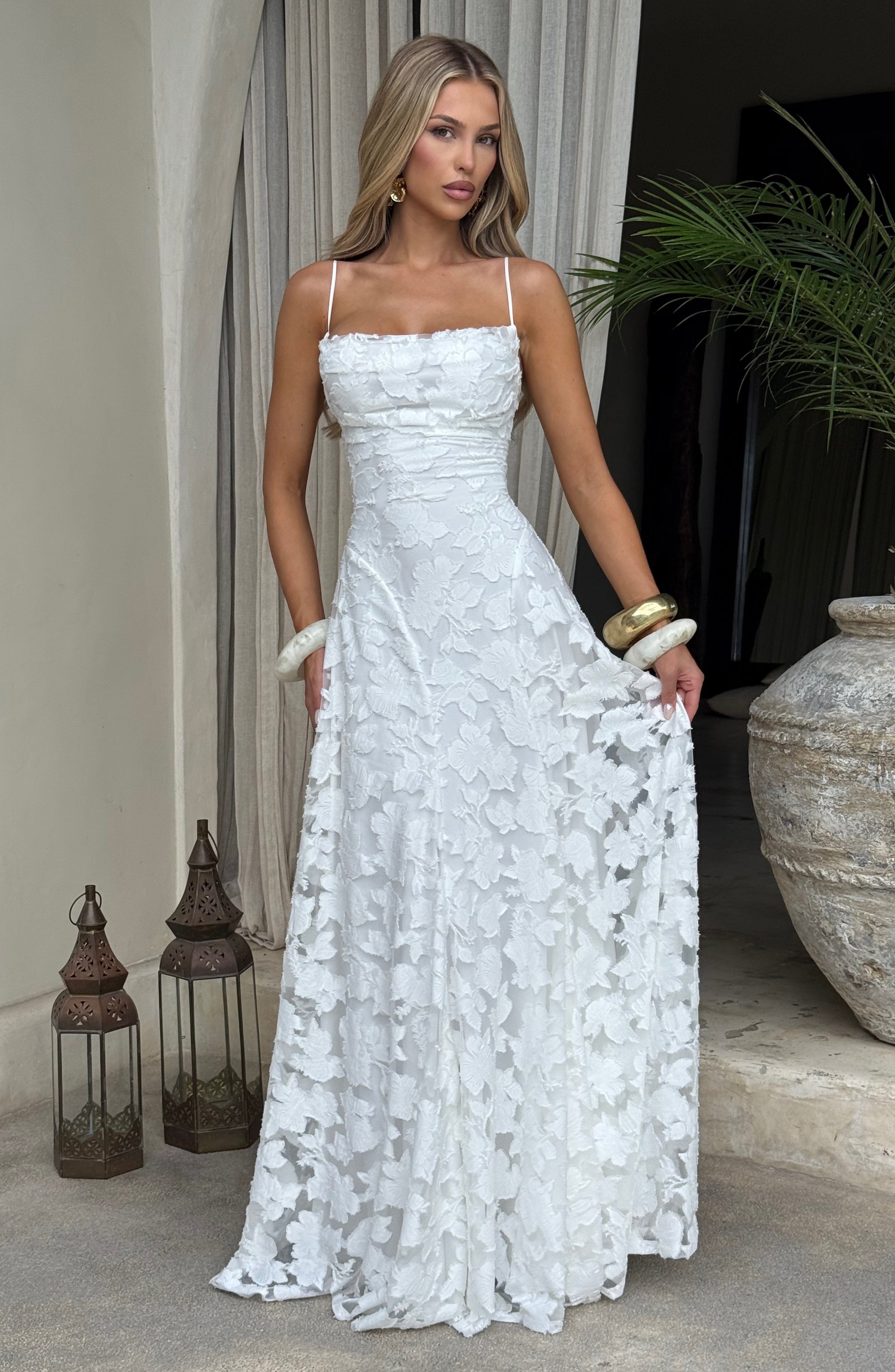 Women's floral maxi wedding guest dress