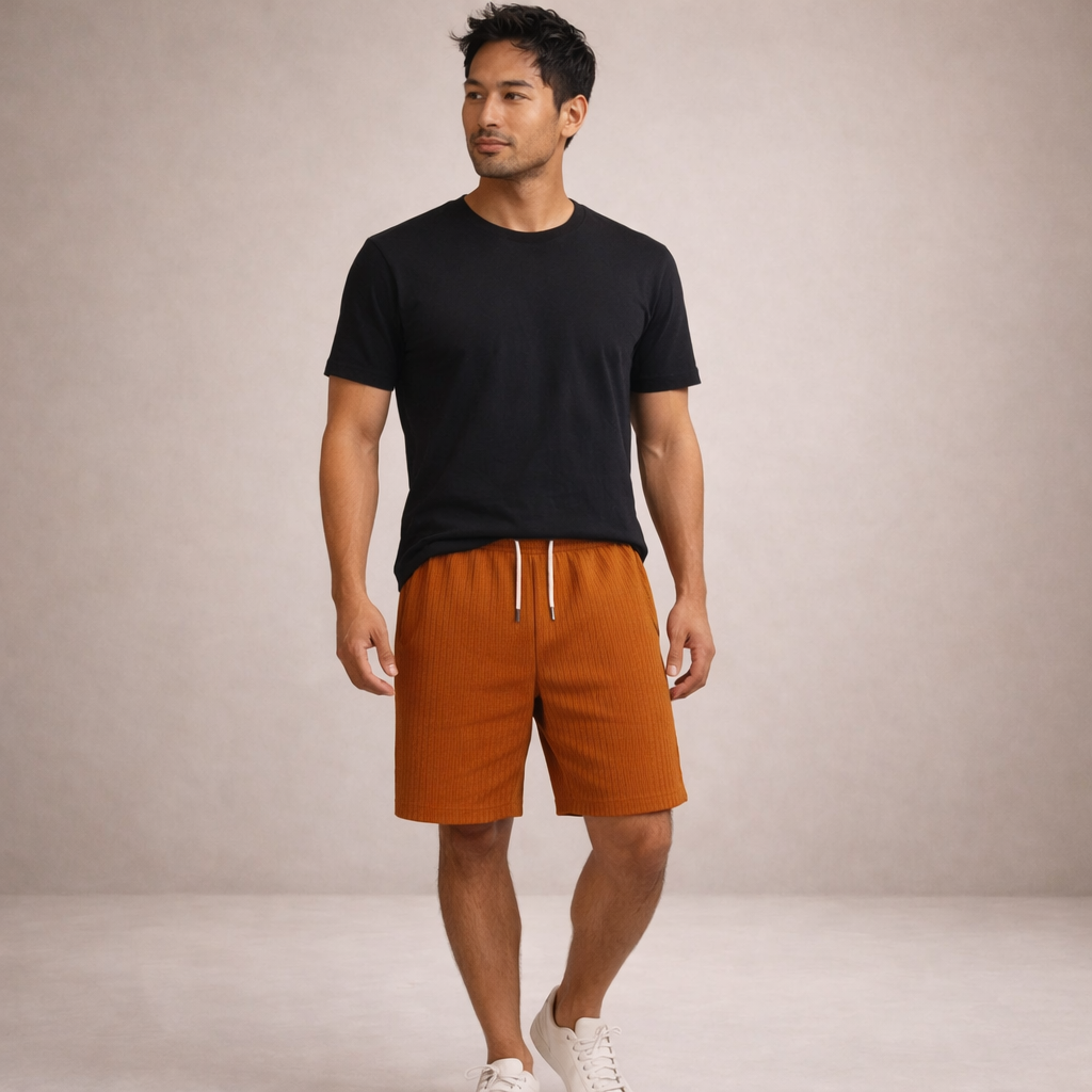 Men's drawstring pinstripe summer shorts