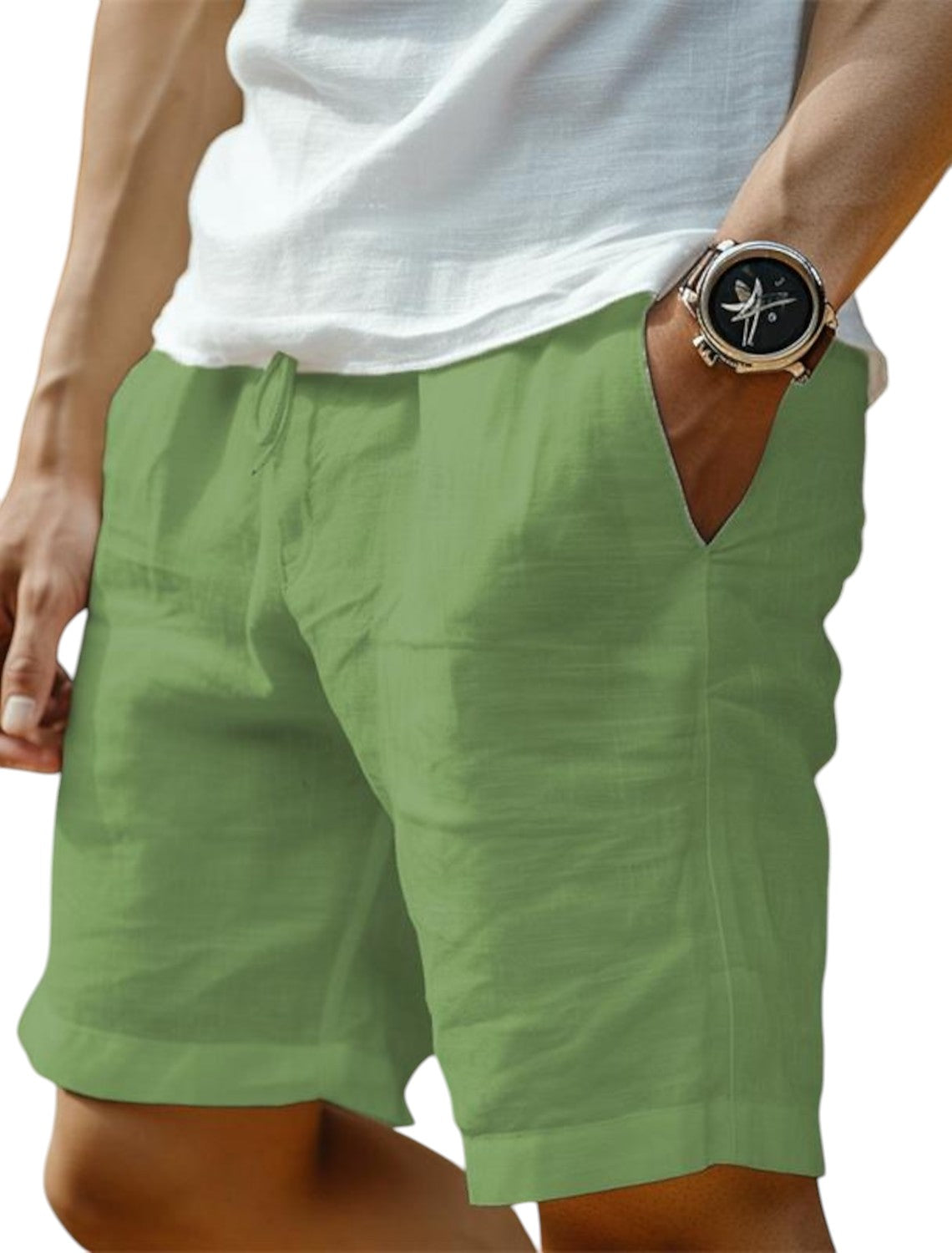 Men's drawstring linen summer shorts