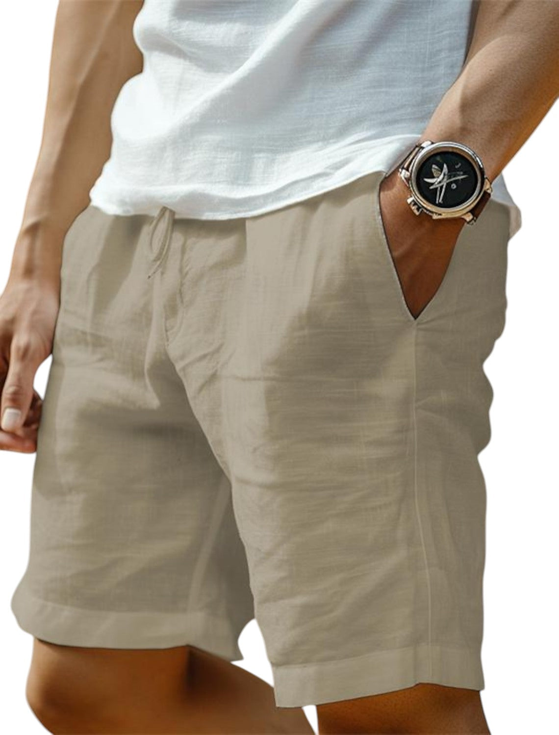 Men's drawstring linen summer shorts