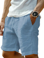 Men's drawstring linen summer shorts