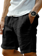 Men's drawstring linen summer shorts