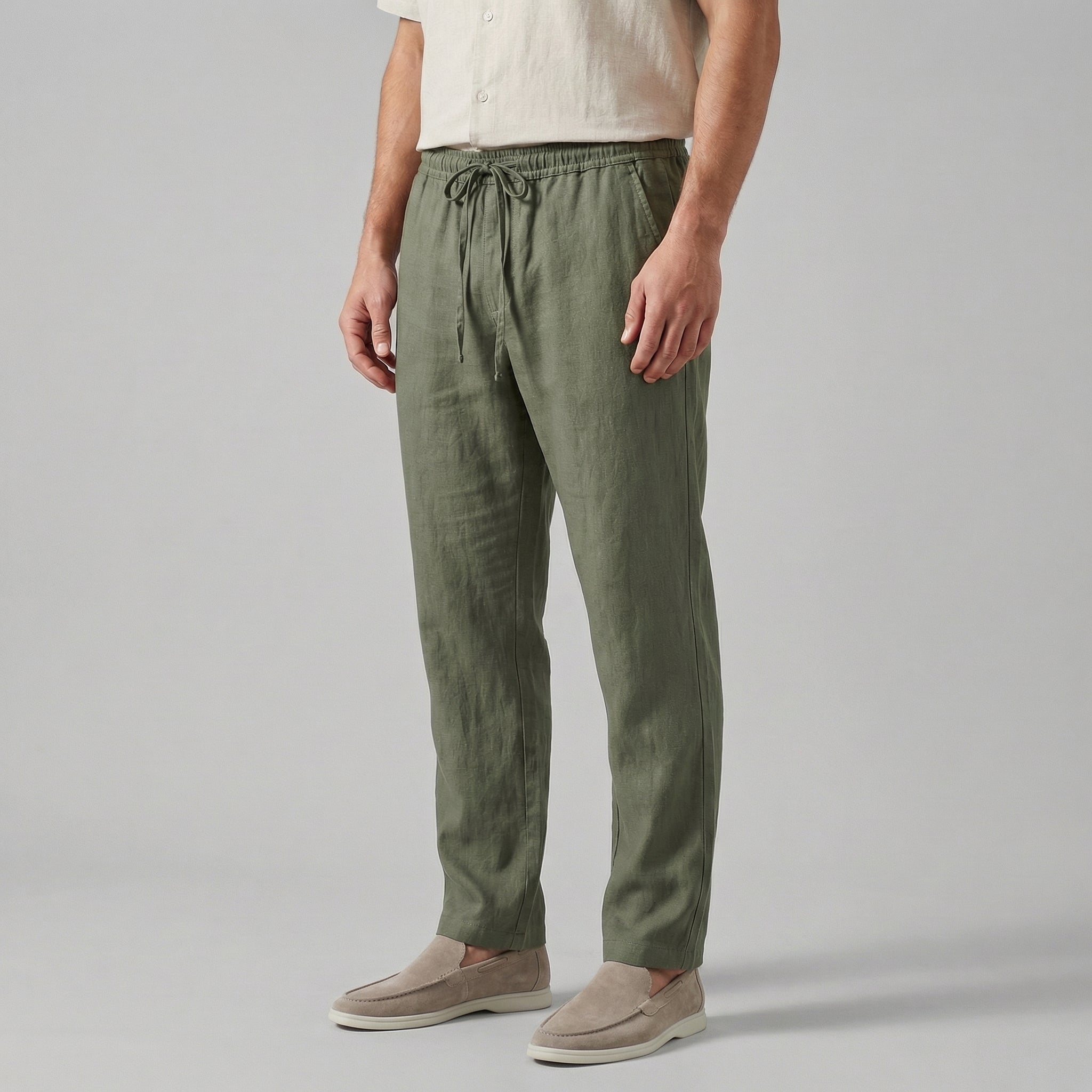 Men's linen tapered summer trousers