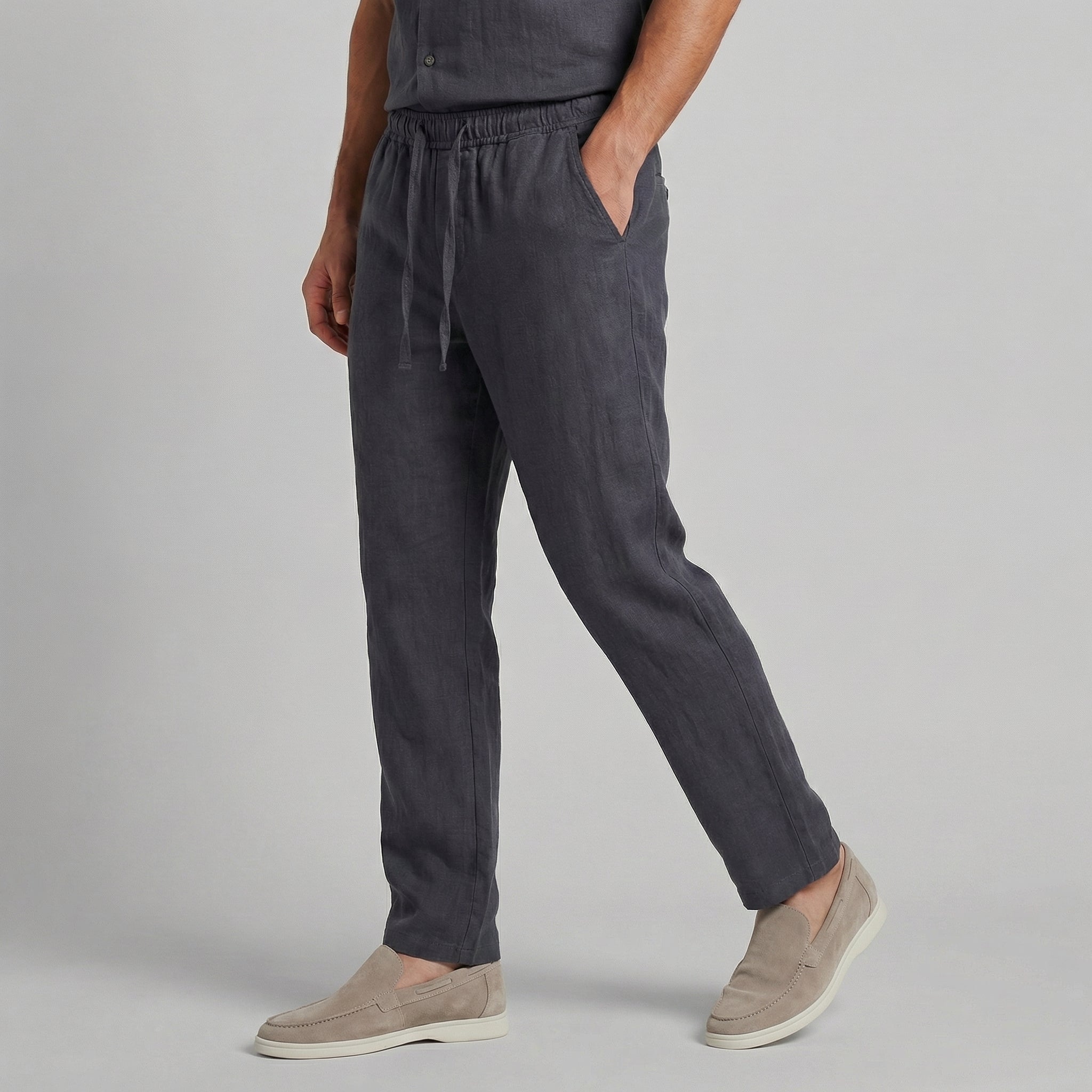 Men's linen tapered summer trousers