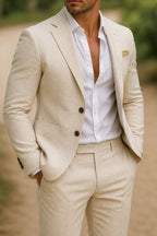 Men's fitted two-piece wedding guest suit