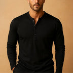 Men's long sleeve button-front henley