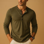 Men's long sleeve button-front henley