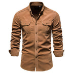 Men's long sleeve button-front casual shirt