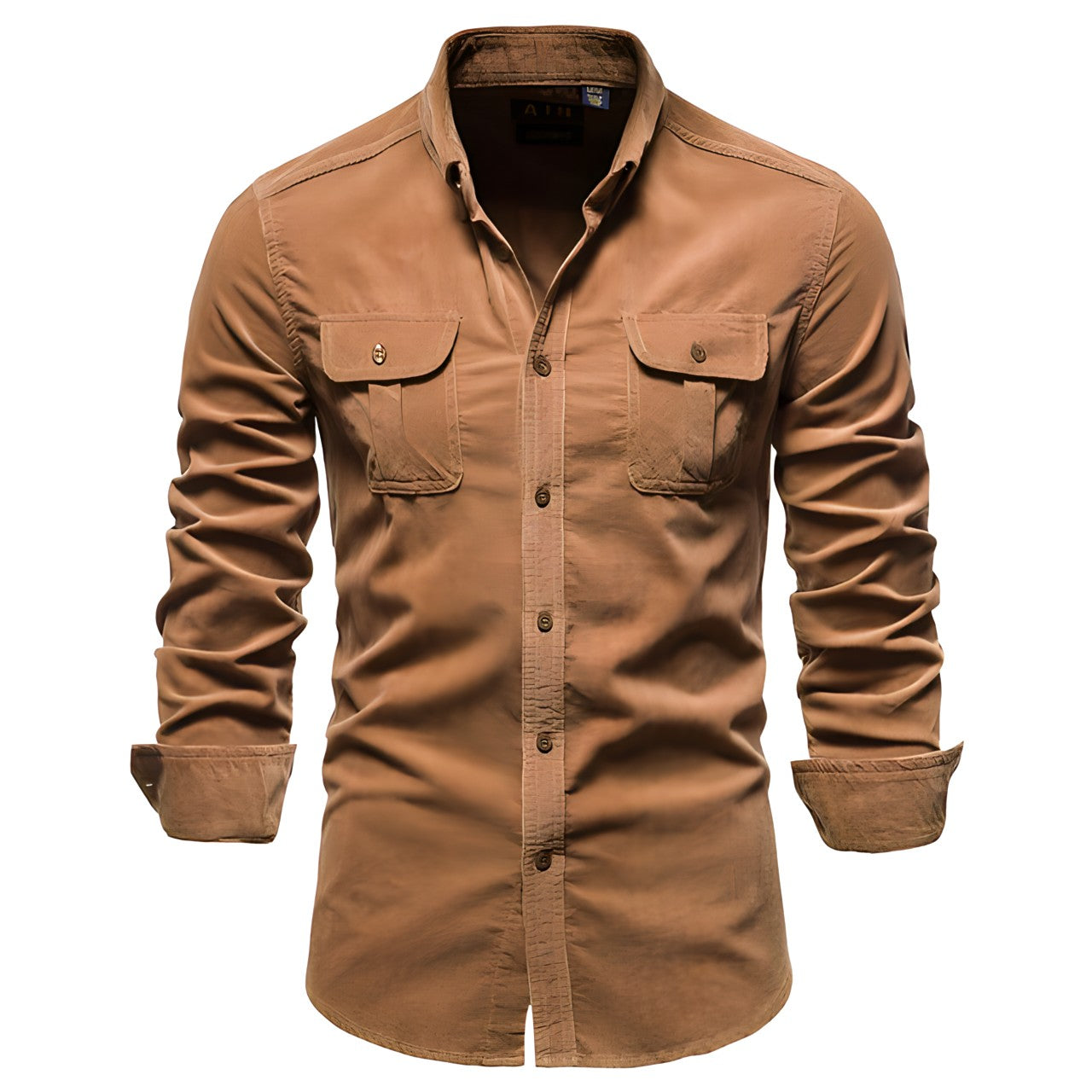 Men's long sleeve button-front casual shirt