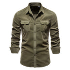 Men's long sleeve button-front casual shirt