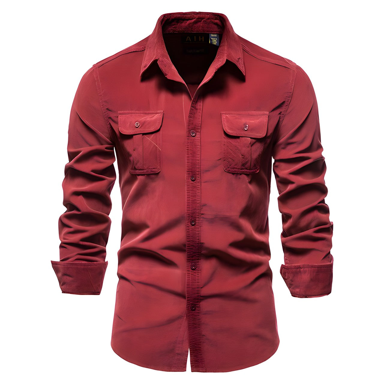 Men's long sleeve button-front casual shirt