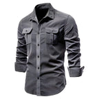 Men's long sleeve button-front casual shirt