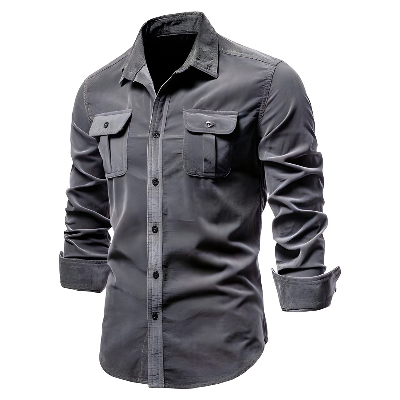 Men's long sleeve button-front casual shirt