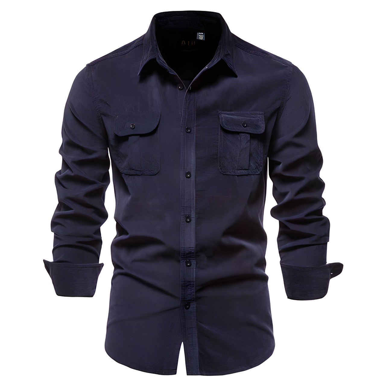 Men's long sleeve button-front casual shirt