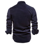 Men's long sleeve button-front casual shirt