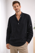 Men's long sleeve henley summer shirt