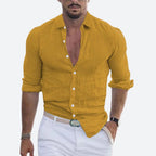 Men's open collar slim fit summer shirt