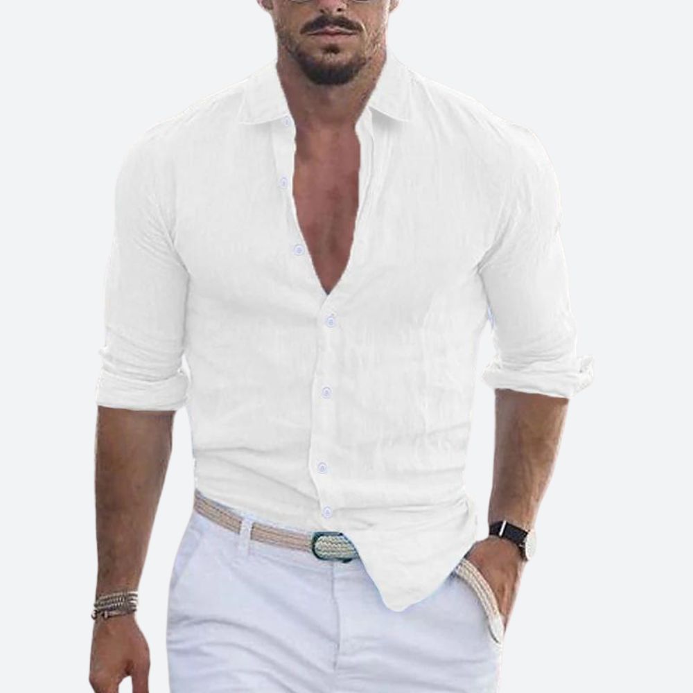 Men's open collar slim fit summer shirt