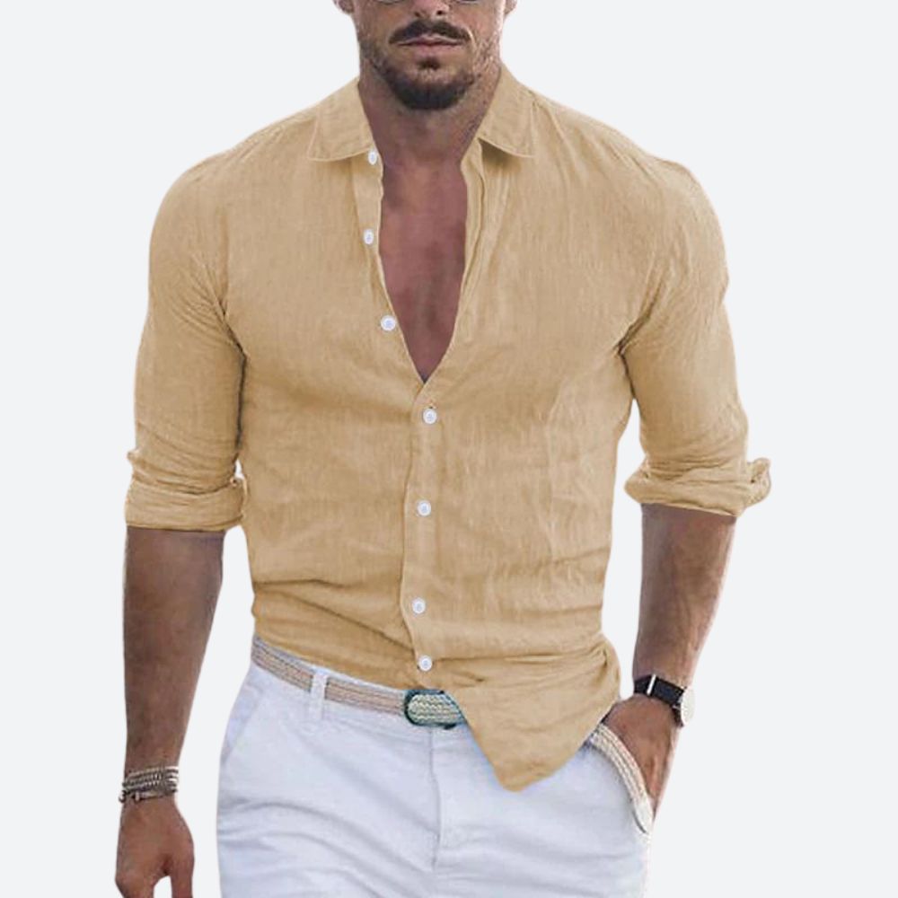 Men's open collar slim fit summer shirt