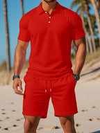 Men's short sleeve polo shirt and shorts set