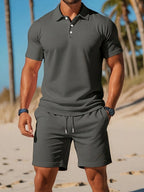 Men's short sleeve polo shirt and shorts set