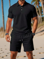Men's short sleeve polo shirt and shorts set