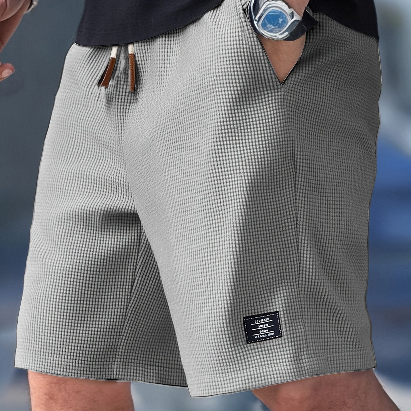 Men's slim fit drawstring summer shorts