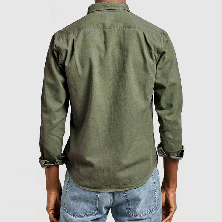 Men's spread-collar long sleeve shirt