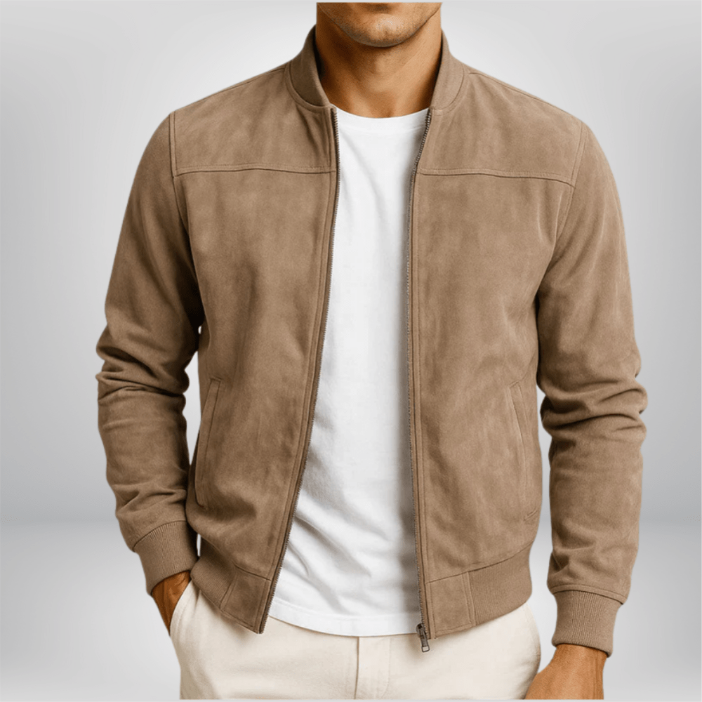 Men's stand collar zip-front bomber jacket