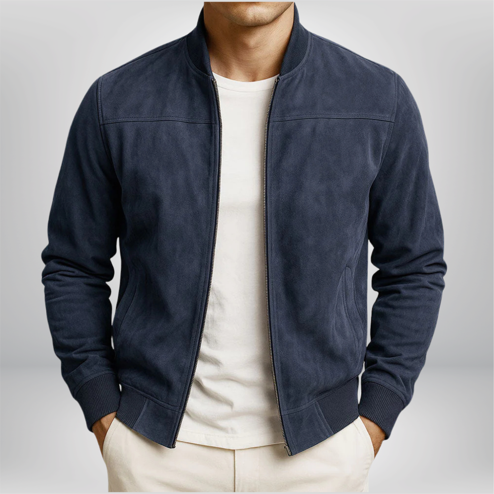 Men's stand collar zip-front bomber jacket