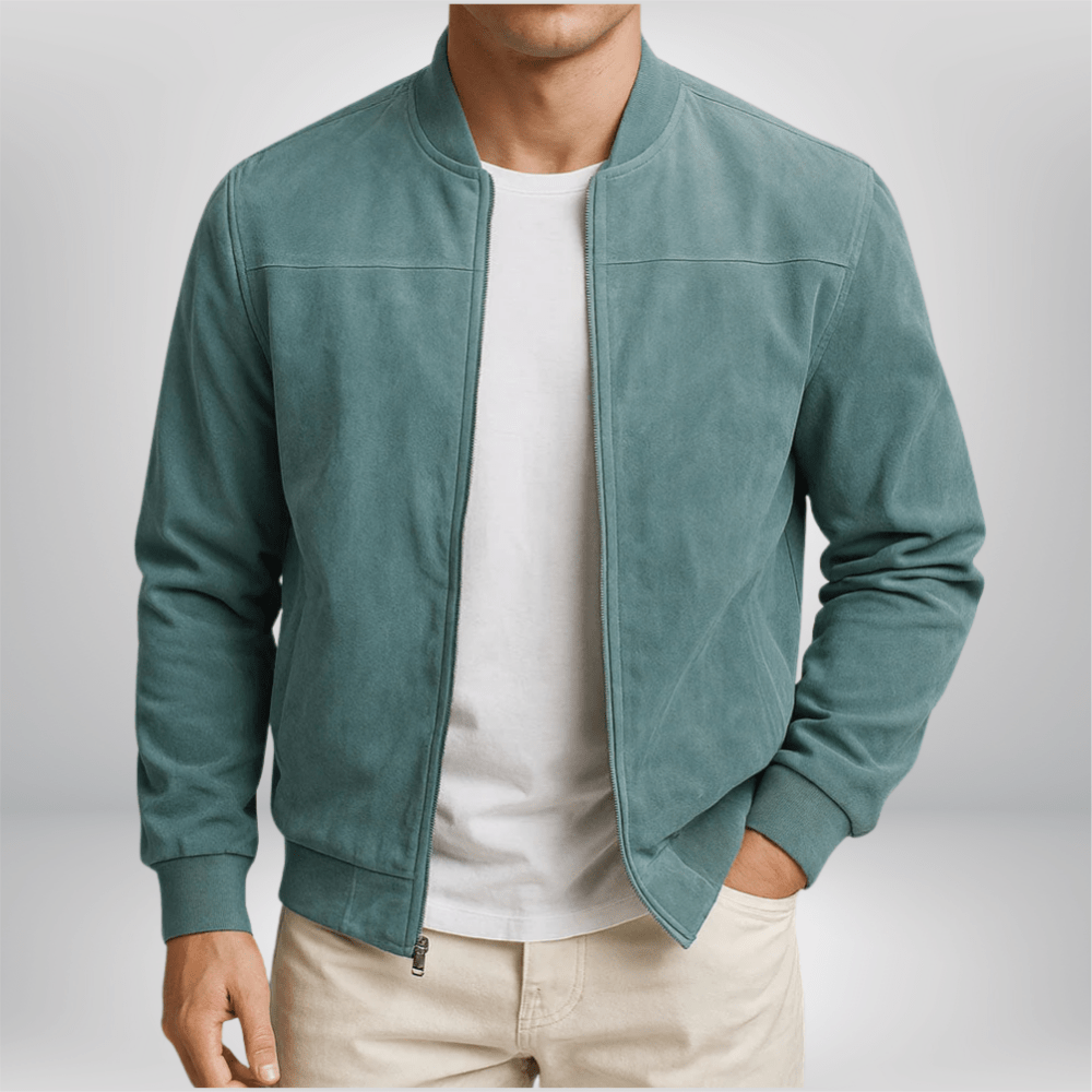 Men's stand collar zip-front bomber jacket