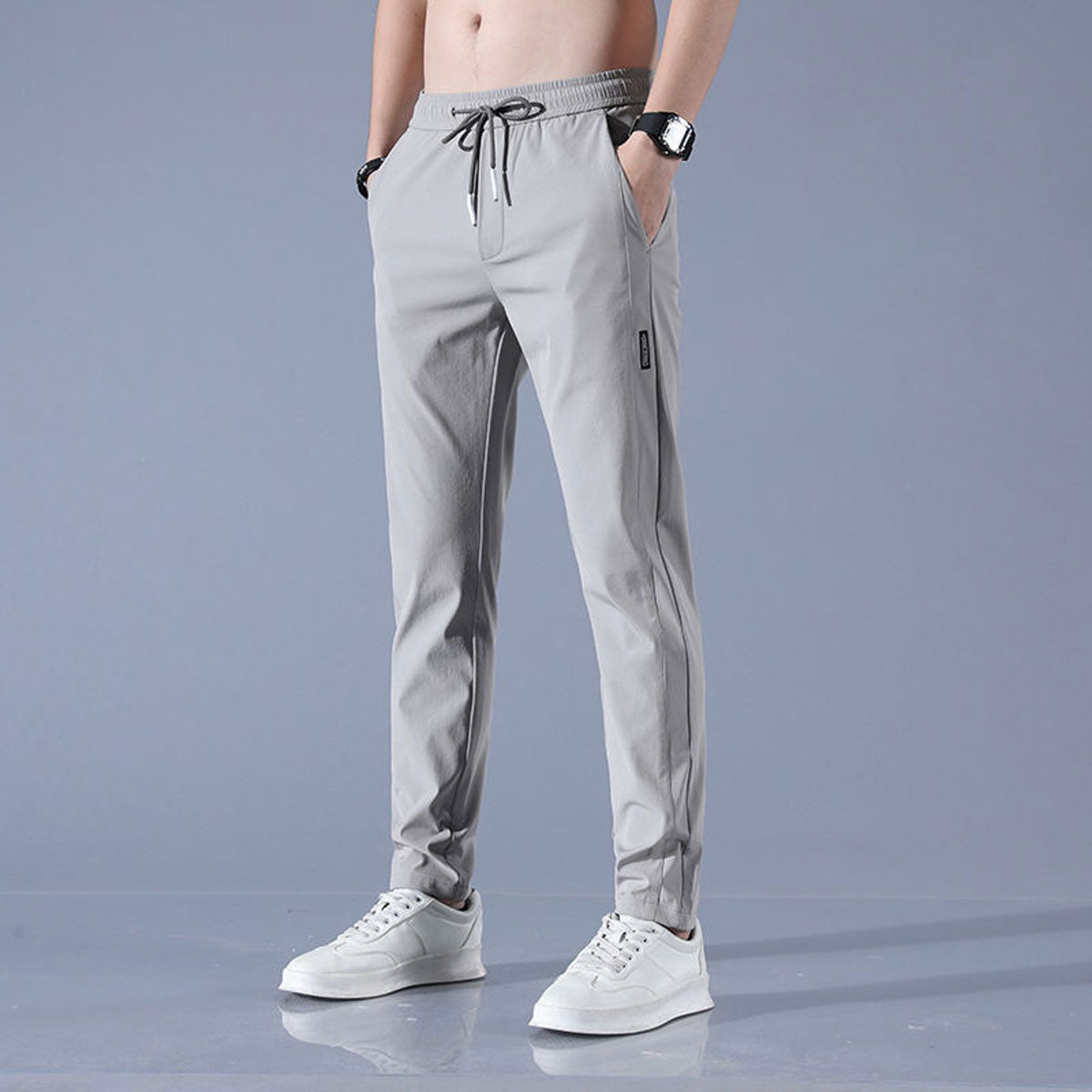 Men's straight leg drawstring trousers
