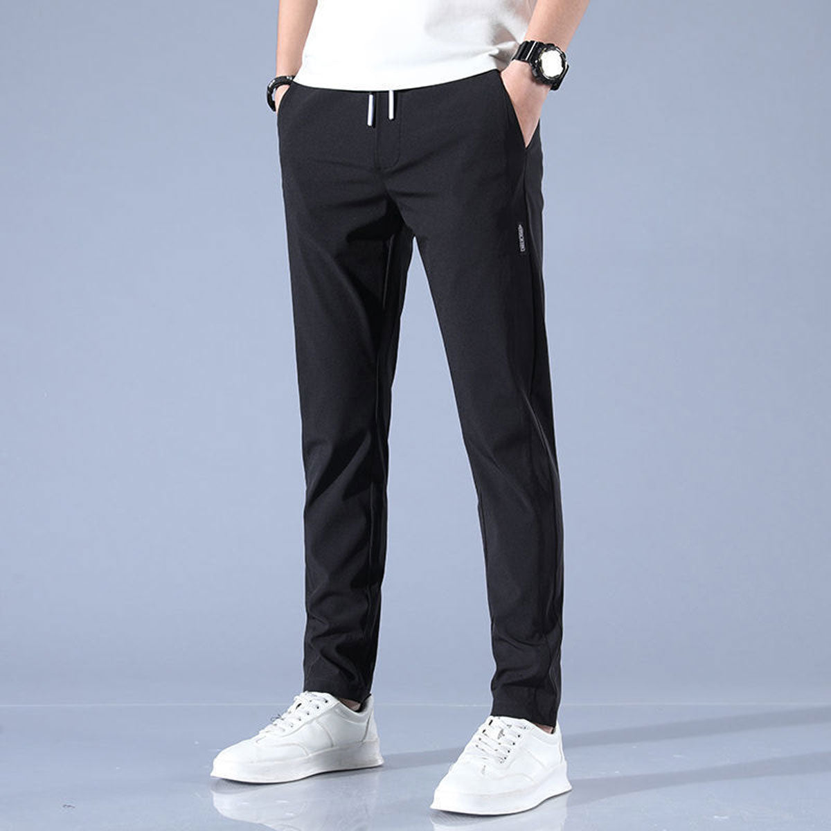 Men's straight leg drawstring trousers