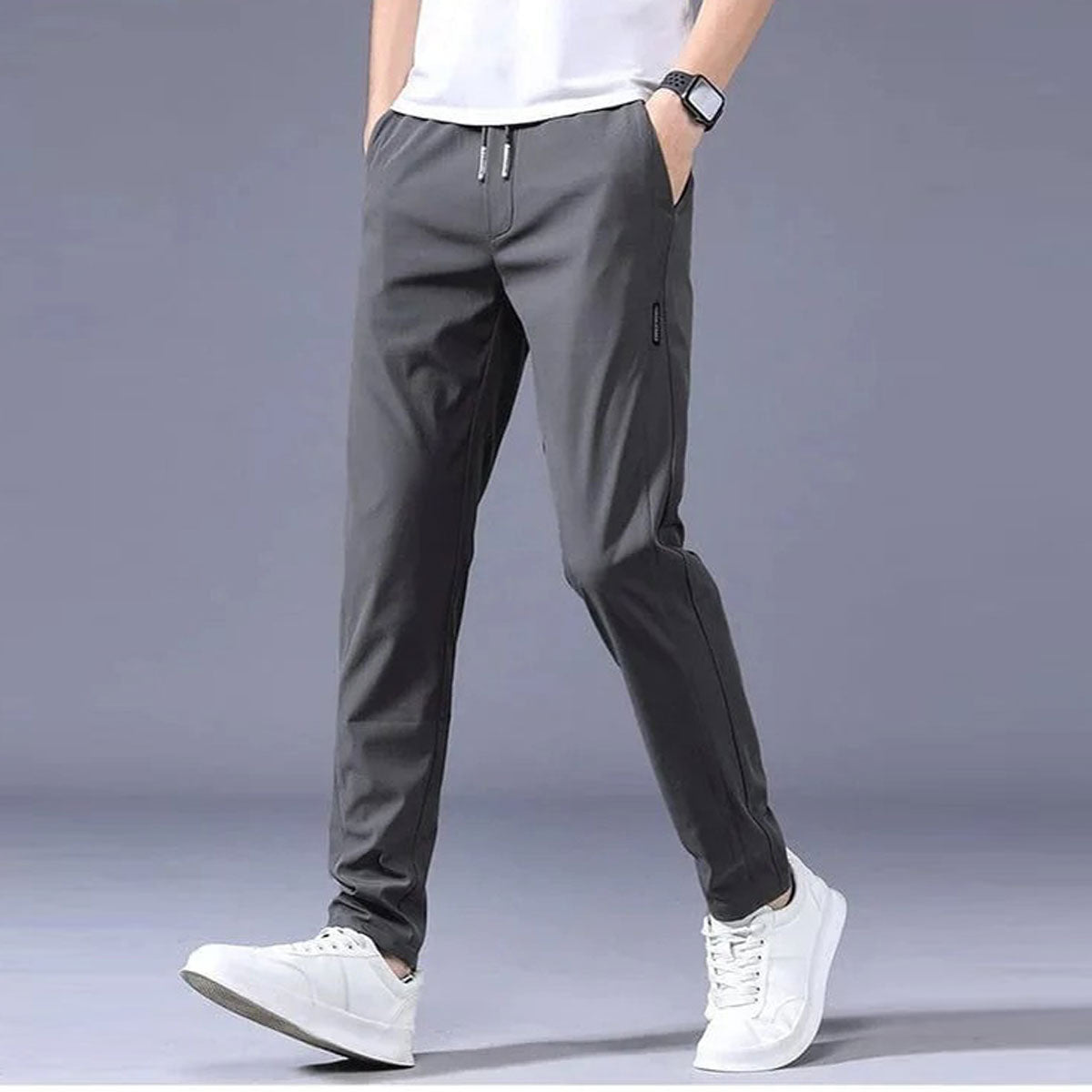 Men's straight leg drawstring trousers