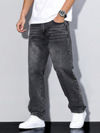 Men's straight leg wide-fit denim jeans