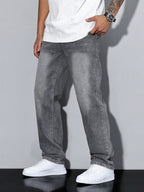 Men's straight leg wide-fit denim jeans
