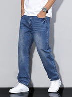 Men's straight leg wide-fit denim jeans