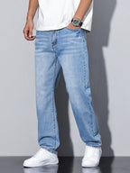 Men's straight leg wide-fit denim jeans