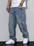 Men's straight leg wide-fit denim jeans