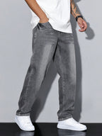 Men's straight leg wide-fit denim jeans
