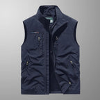 Men's zip-front stand-collar sleeveless jacket
