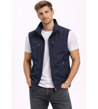 Men's zip-front stand-collar sleeveless jacket