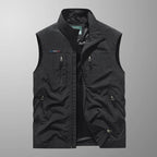 Men's zip-front stand-collar sleeveless jacket