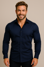Men's fitted long sleeve casual shirt