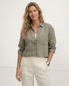 Women's cropped oversized long sleeve shirt